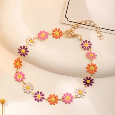 Daisy Flower Charm Anklet Payel Bracelet